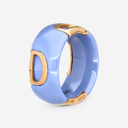 Damiani Blue Ceramic & 18K Rose Gold Diamond Band Ring 150565-71