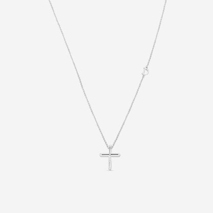 Damiani 18K Whıte Gold Diamond Cross Pendant Necklace 20076841