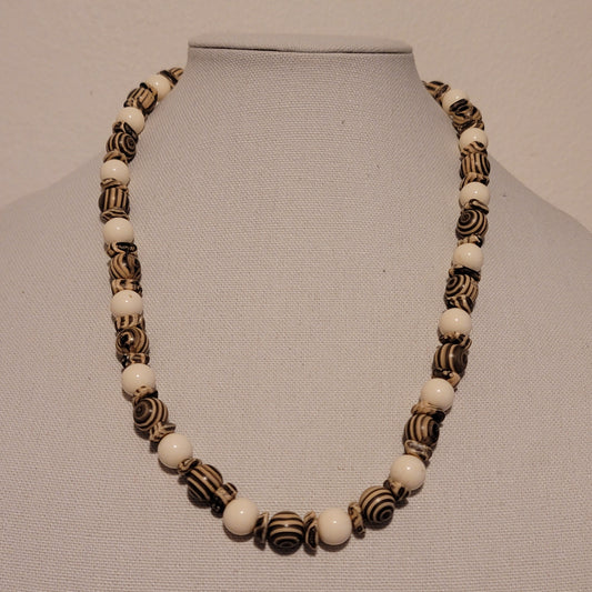 Faux Wood Bead Necklace