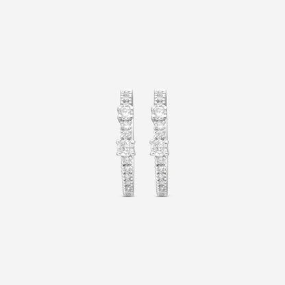 Damiani 18K Whıte Gold Diamond Hoop Earrings 20091233