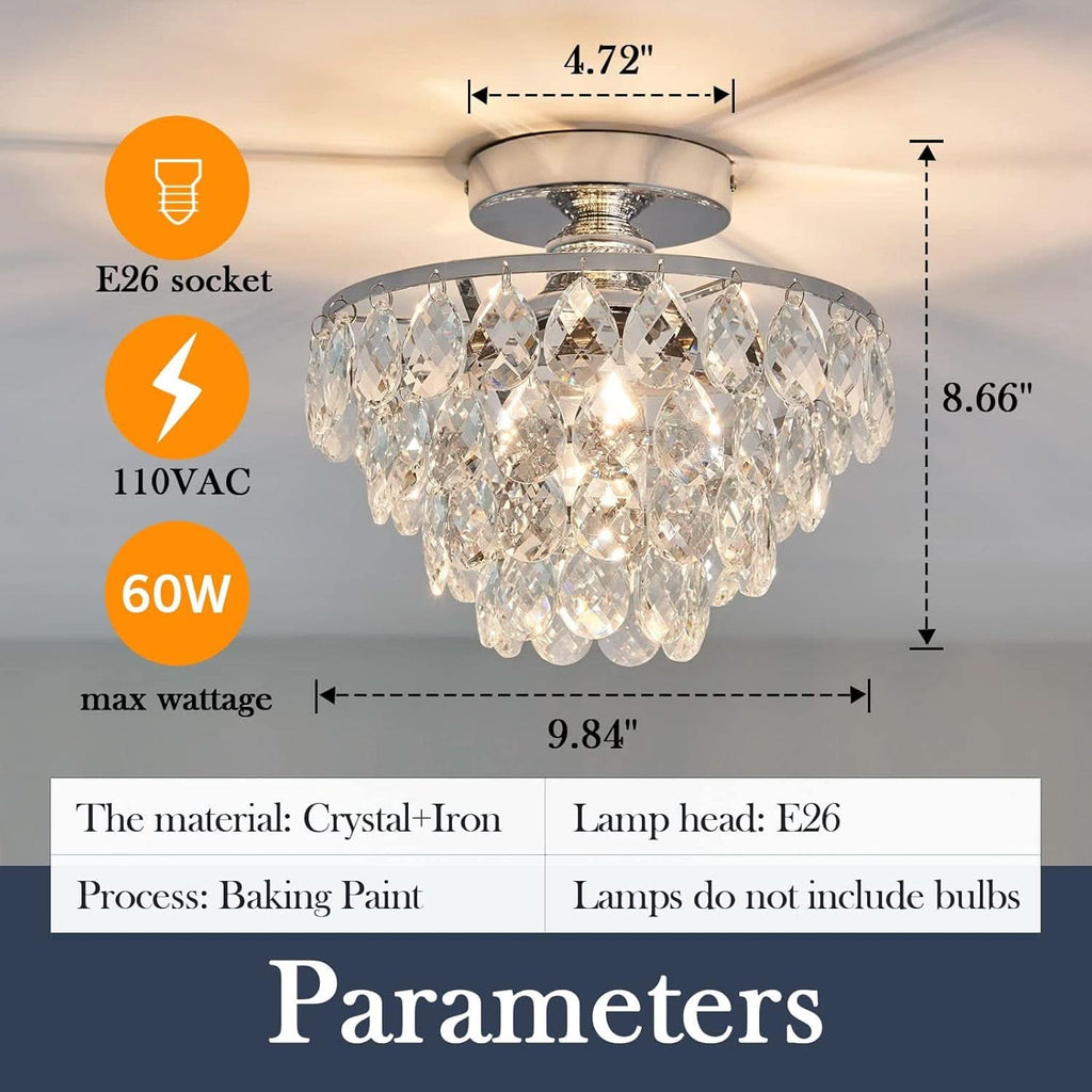 Crystal Chandelier Ceiling Light E26 Chrome Fixture