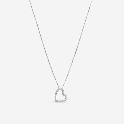 Roberto Coin 18K White Gold Diamond Heart Pendant Necklace 000141AWCHX0