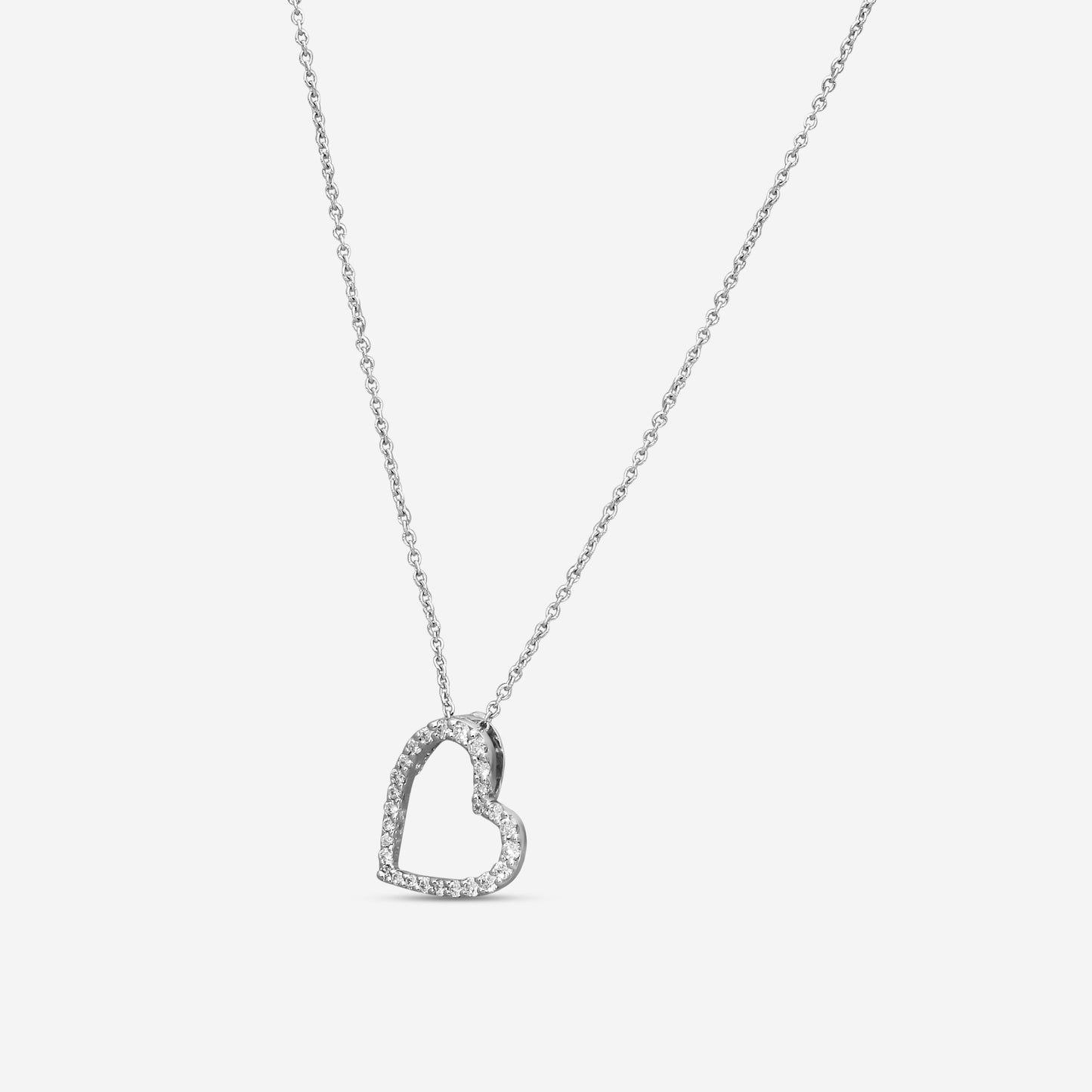 Roberto Coin 18K White Gold Diamond Heart Pendant Necklace 000141AWCHX0