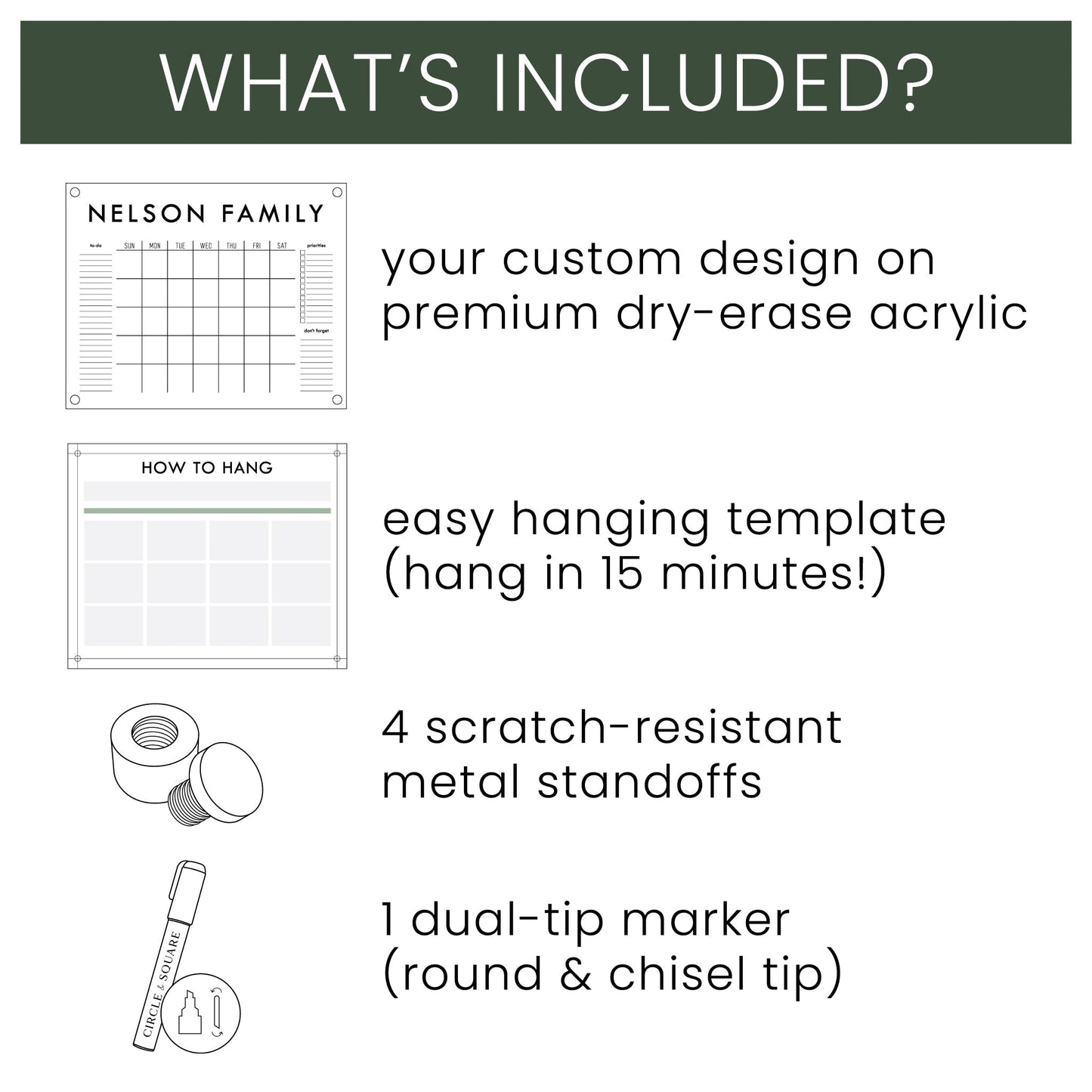 Frosted Acrylic Yearly Calendar | Horizontal Multi-style