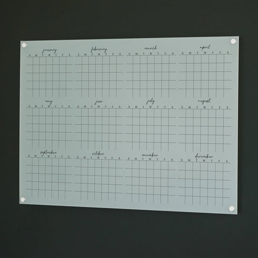 Frosted Acrylic Yearly Calendar | Horizontal Pennington