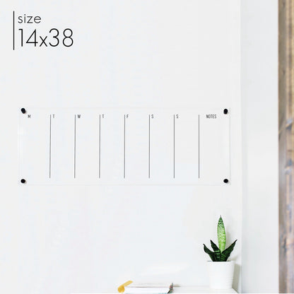 Slim Weekly Acrylic Calendar + 1 Section | Horizontal Multi-style