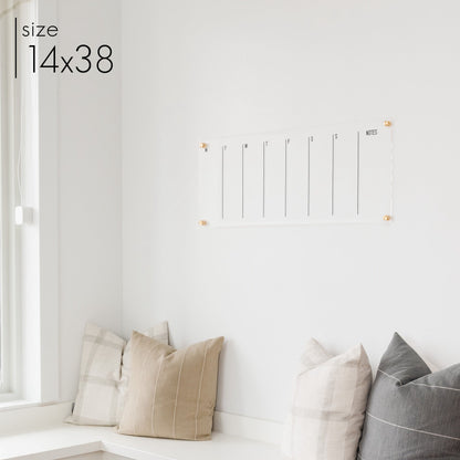 Slim Weekly Acrylic Calendar + 1 Section | Horizontal Multi-style