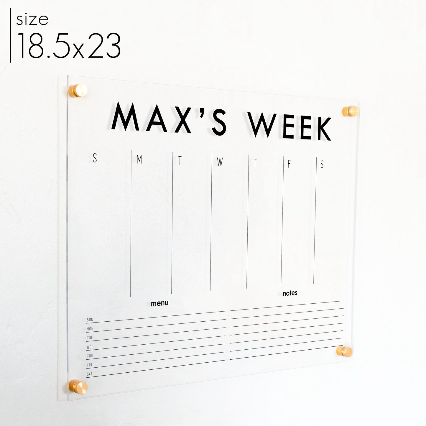 Weekly Acrylic Calendar + 2 Sections | Horizontal Madi