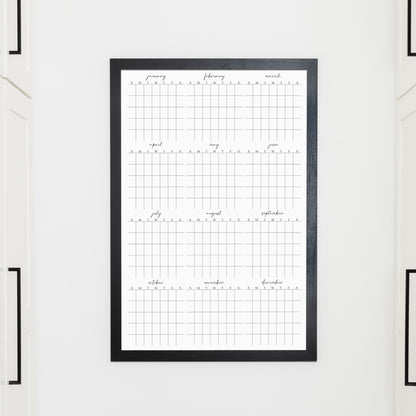 Framed Yearly Whiteboard Calendar | Vertical Pennington