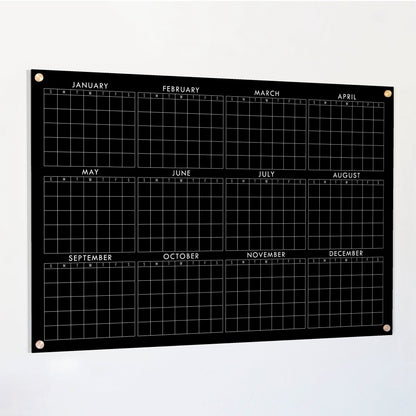 Black Acrylic Yearly Calendar | Horizontal Multi-Style