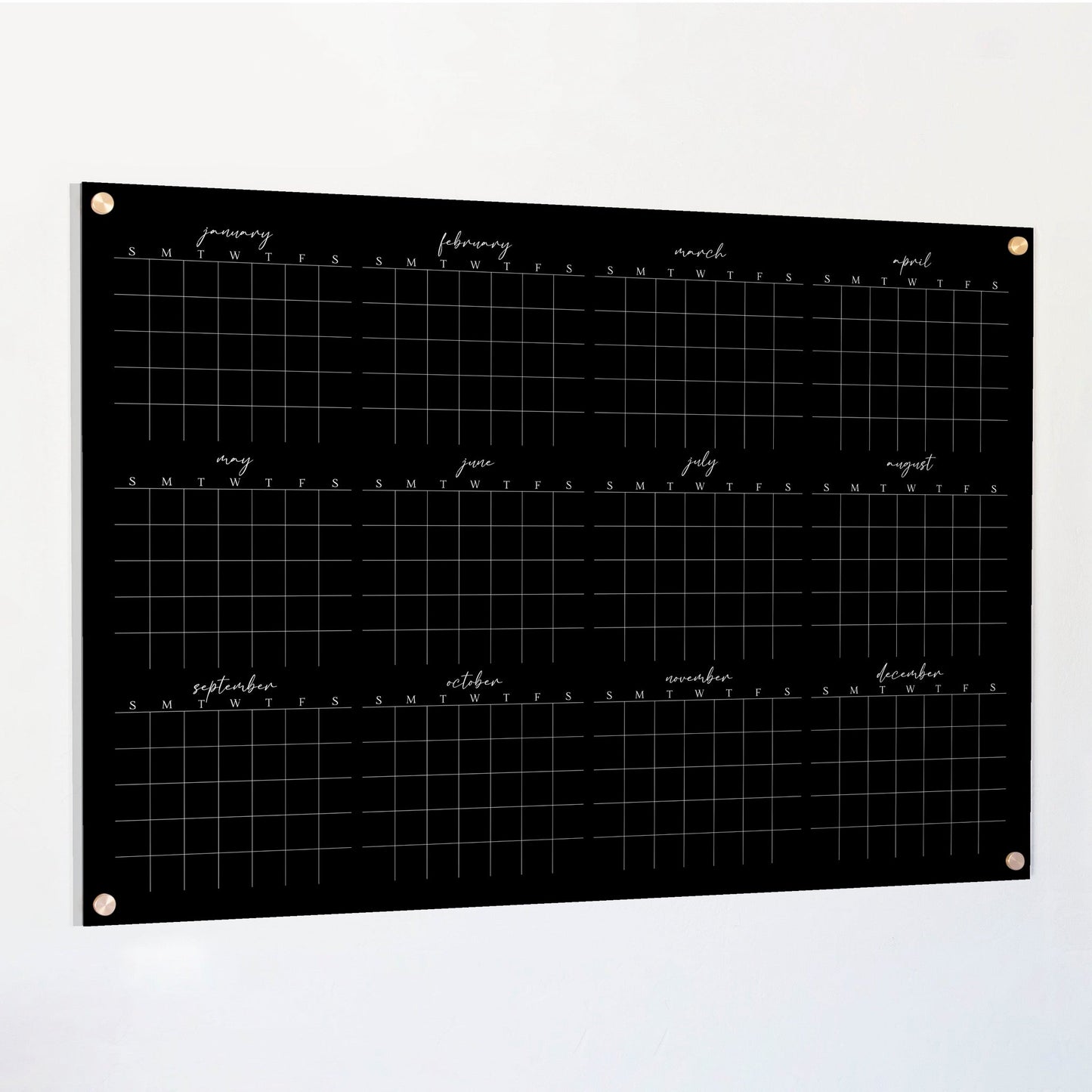 Black Acrylic Yearly Calendar | Horizontal Pennington