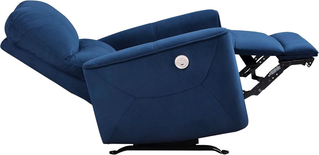 Navy Velvet Power Recliner Chair for Living Room Theater