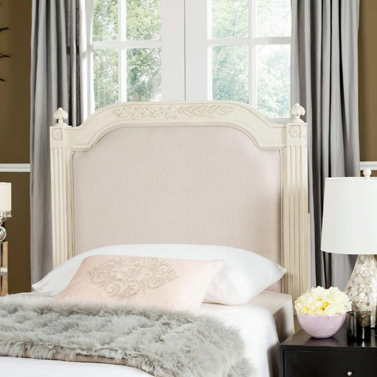 Tufted Linen Rustic Beige Headboard for Twin Beds
