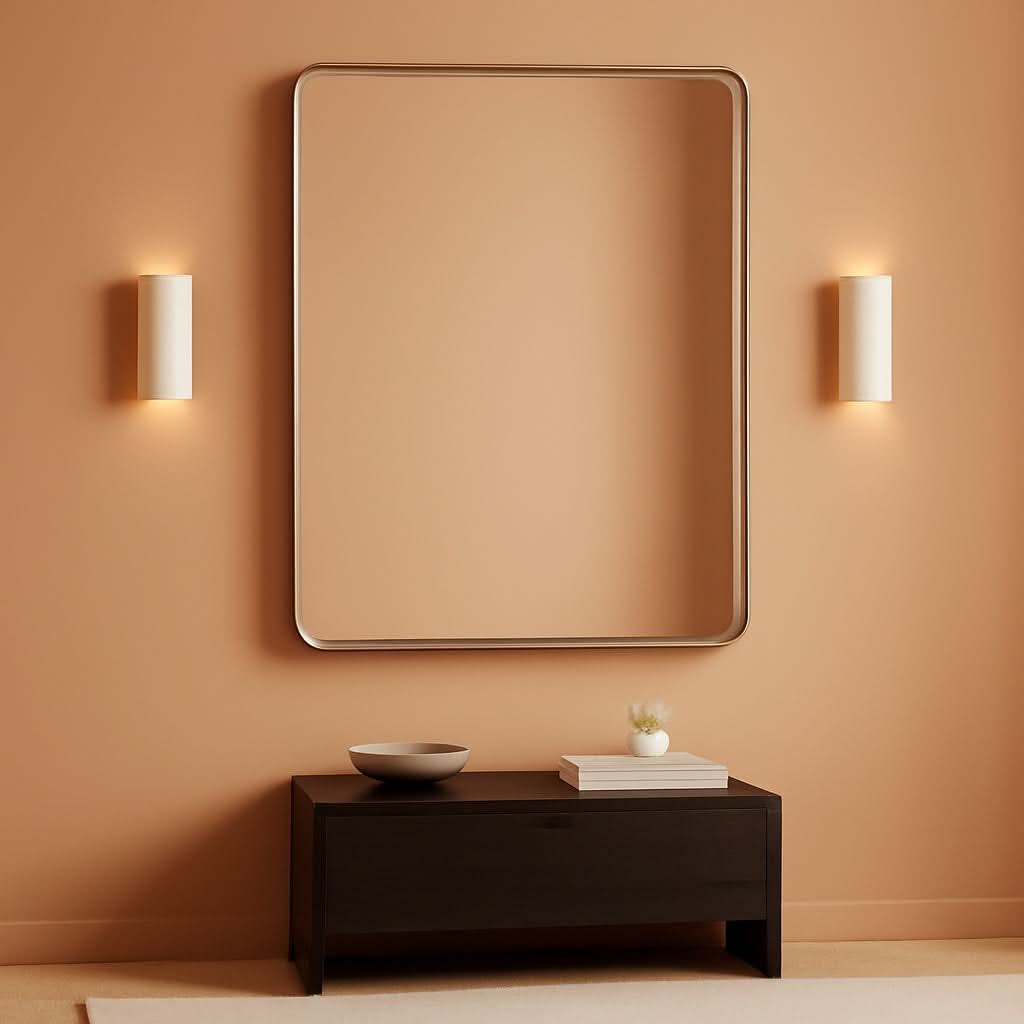 24 By 30 Inch Brushed Nickel Wall Mounted Bathroom Mirror Hangs Horizontally Or Vertically