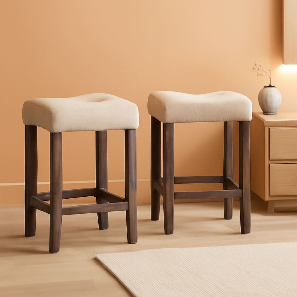 Sora Button Tufted Counter Height Bar Stools Set Of 2 Taupe