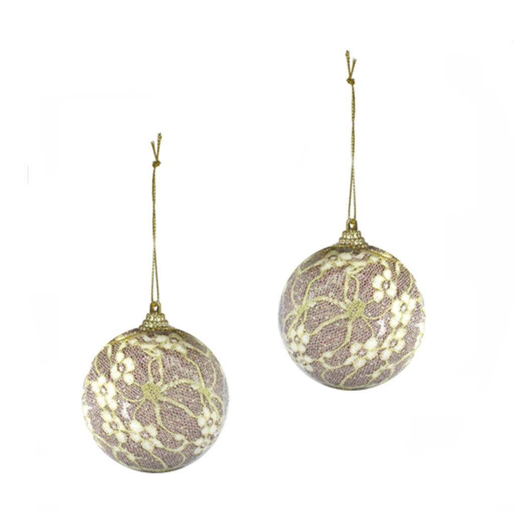 10CM BALL WITH LACE FLOWER ACCENTS (2 PCS)