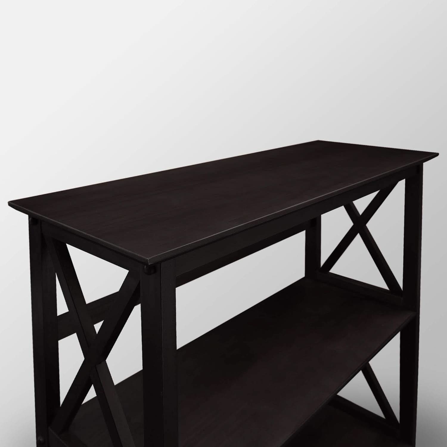 Three Shelf Solid Wood Bookcase For Living Room Storage