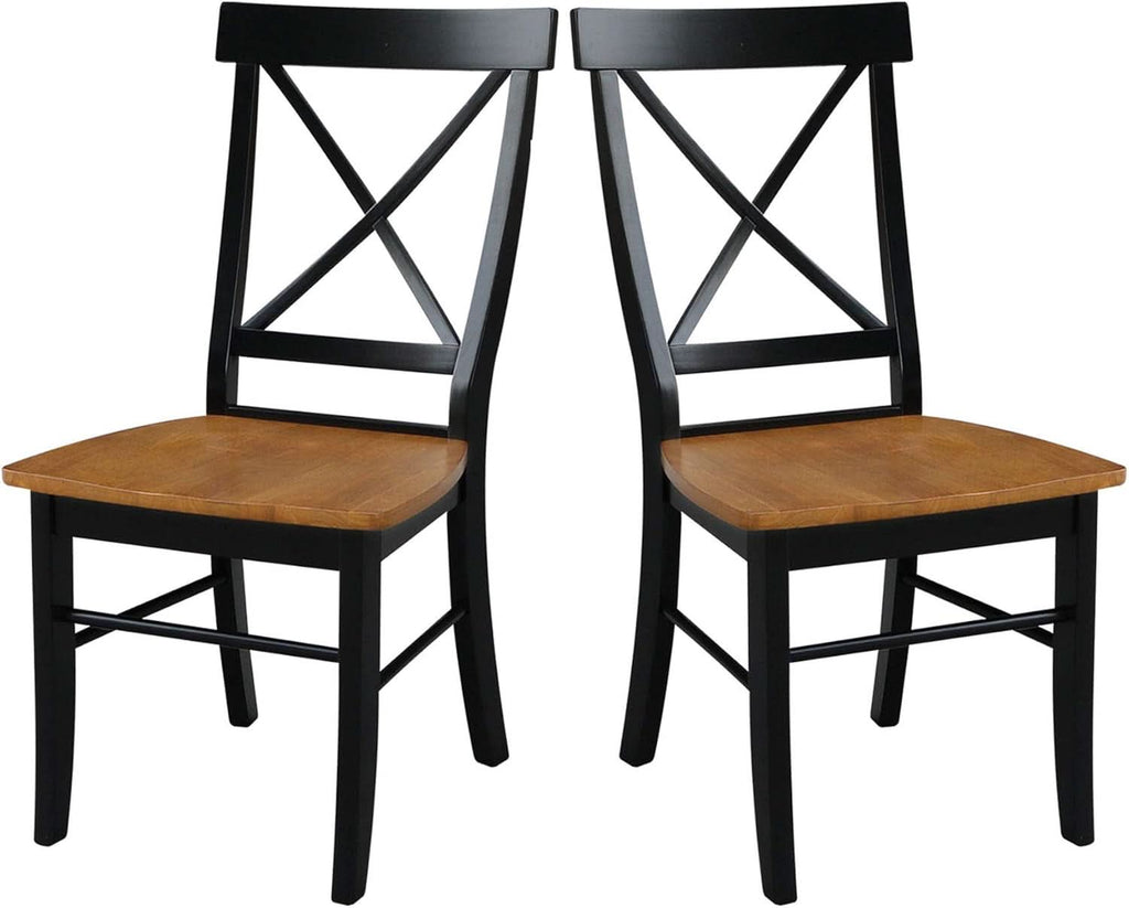 X Back Dining Chair Solid Wood Seat In Black Cherry