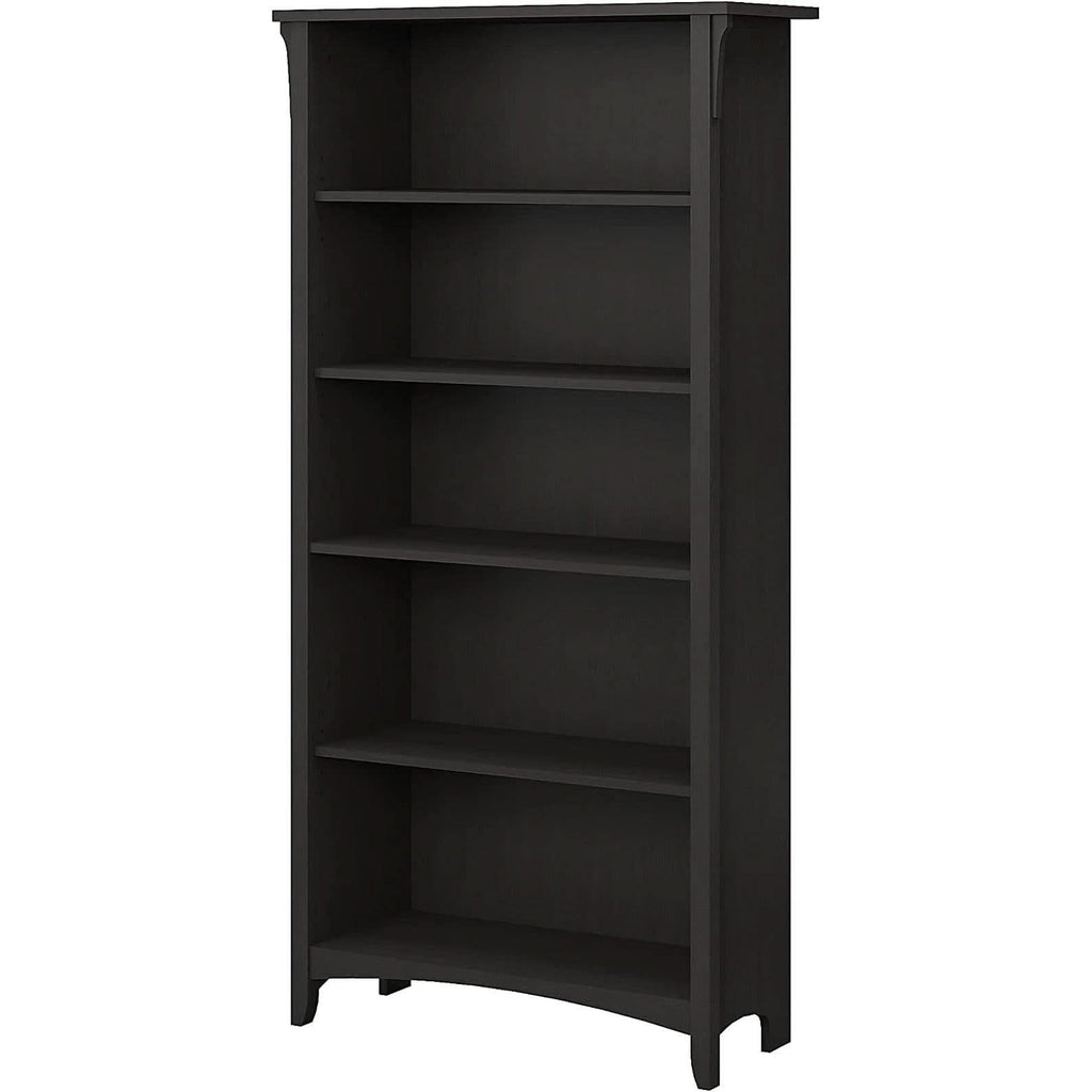 Vintage Black Bookcase With Adjustable Shelves For Home