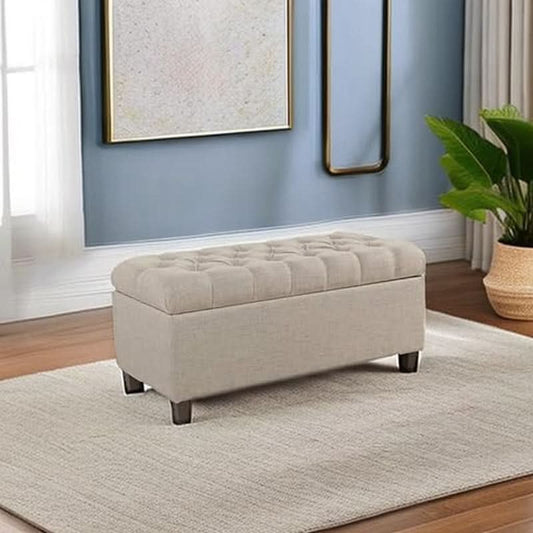 Tufted ExtraLarge Storage Ottoman Bench Hinged Lid