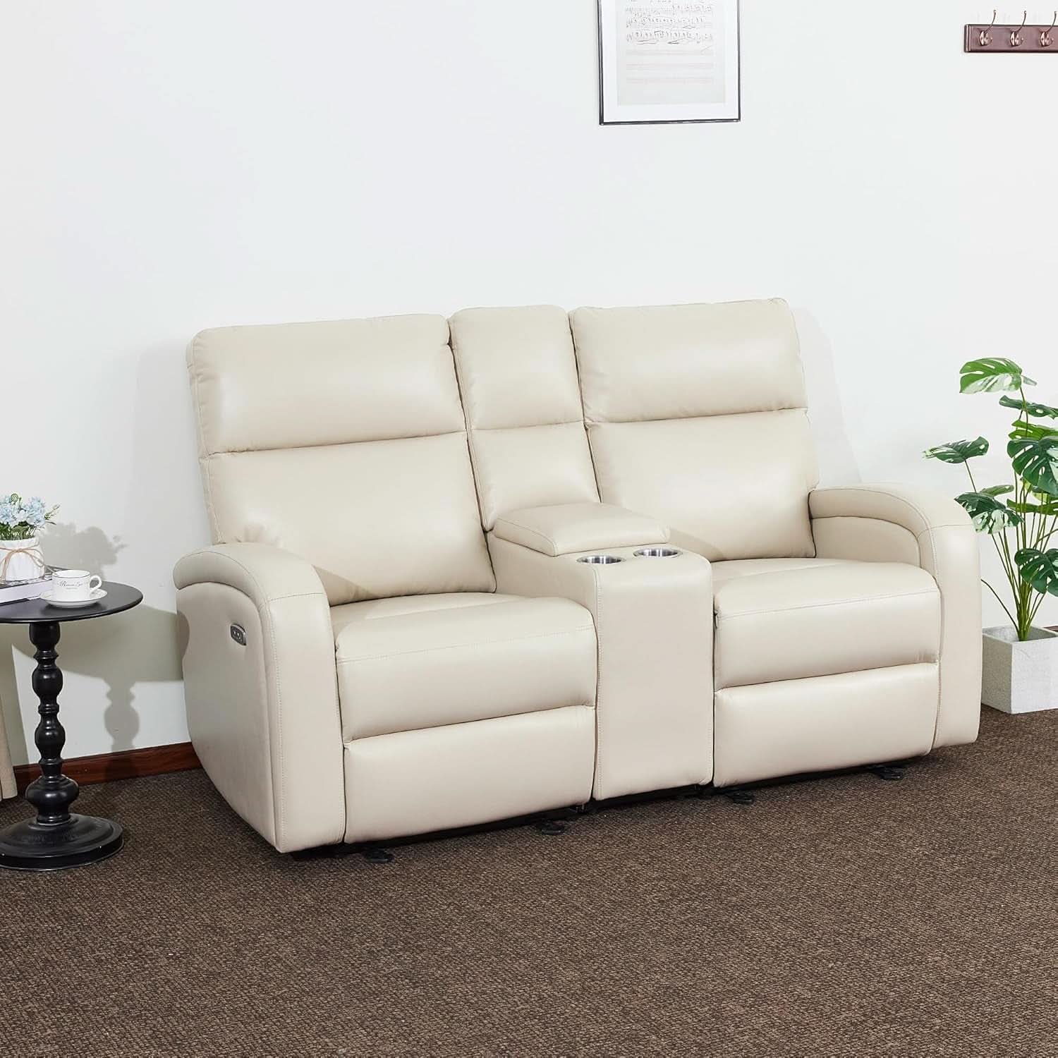 65.7-Inch Zero Wall Recliner Loveseat With Console