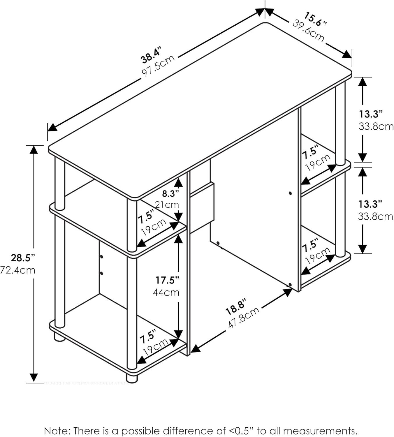 Jaya White Oak Computer Study Desk Stainless Steel Frame