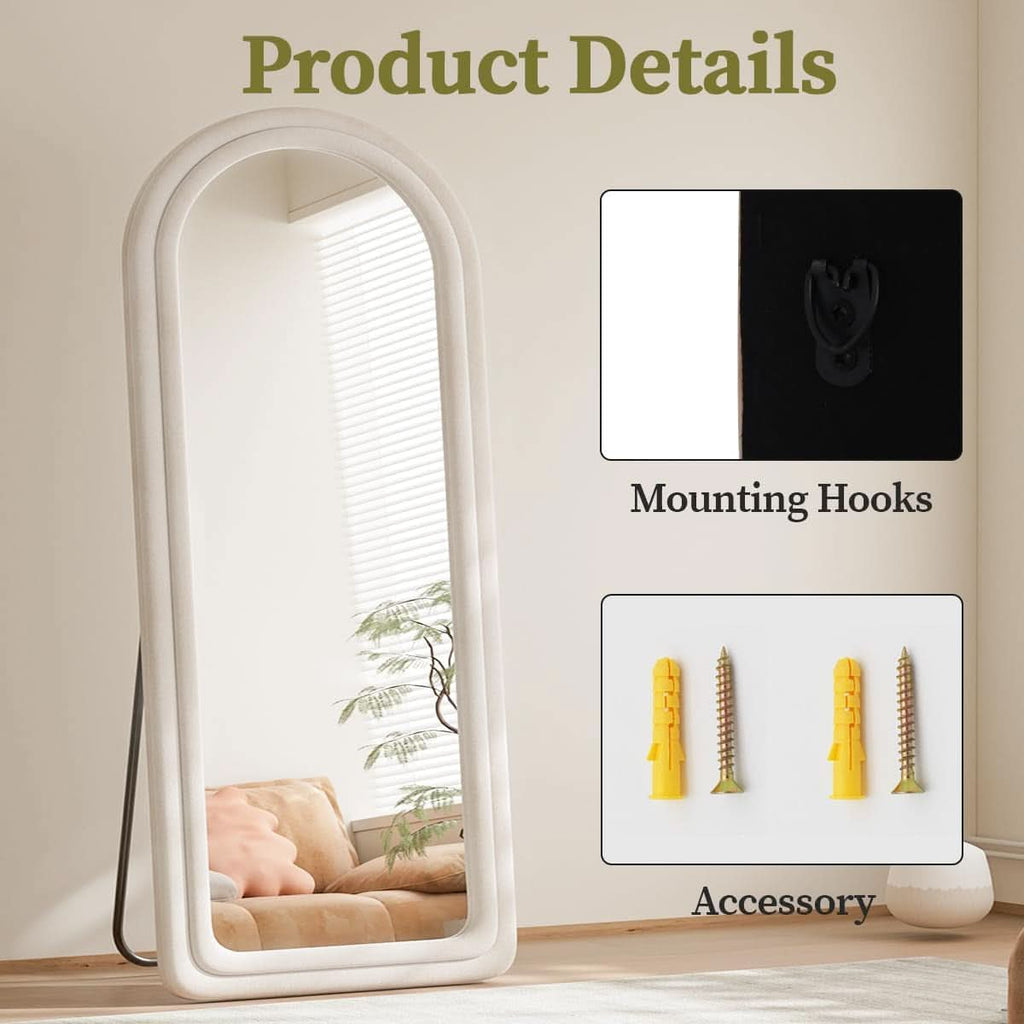 63 By 24 Inch Arched Full Length Freestanding Floor Mirror White