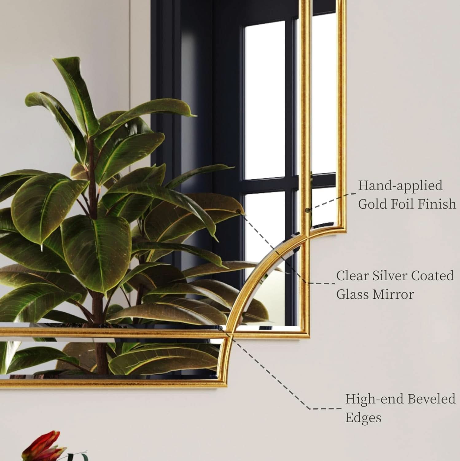 32x48 Inch Gold Wall Mirror Beveled Full Length Mirror