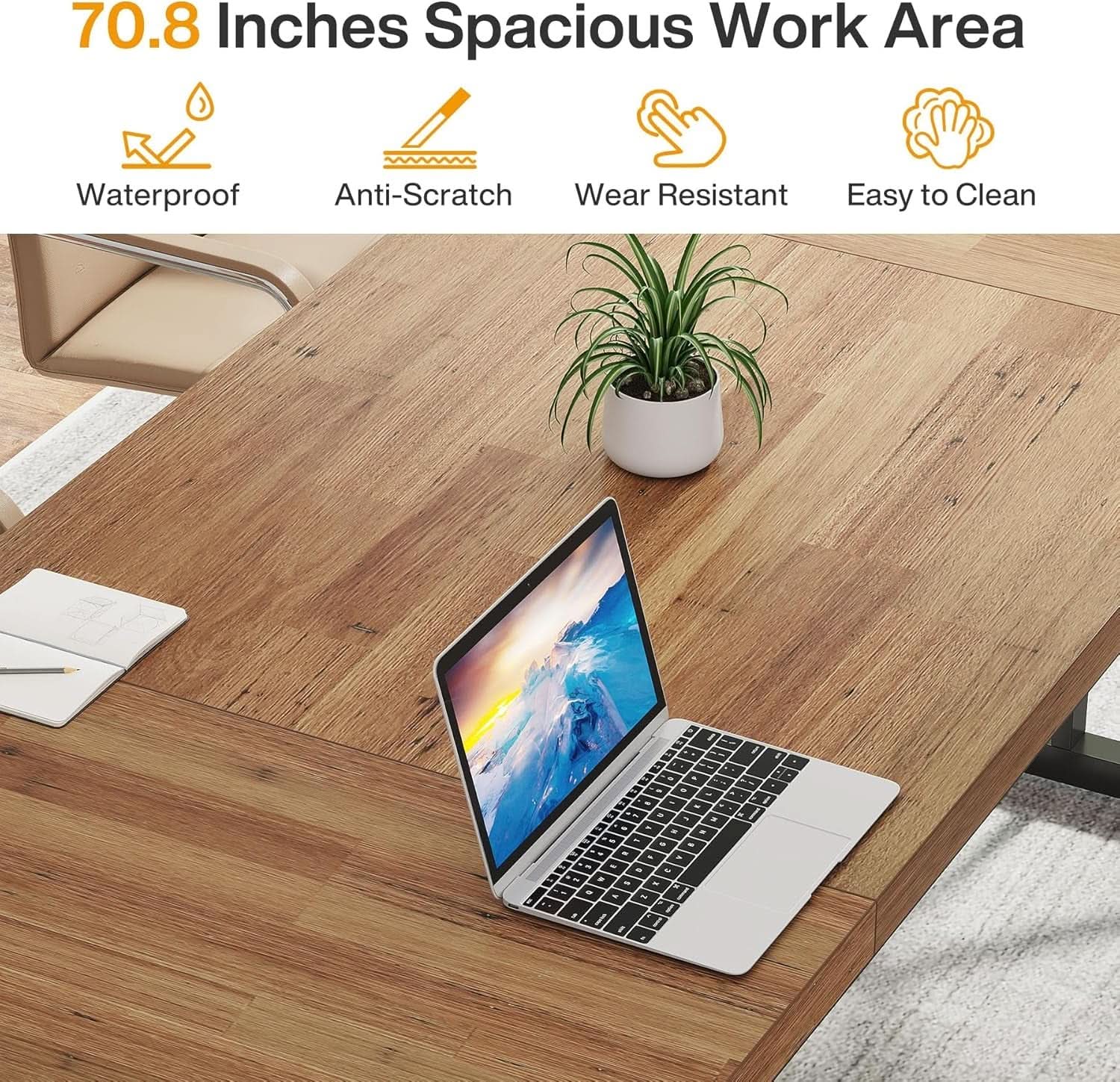 70.8 Inch Executive Desk Large Modern Home Office Desk