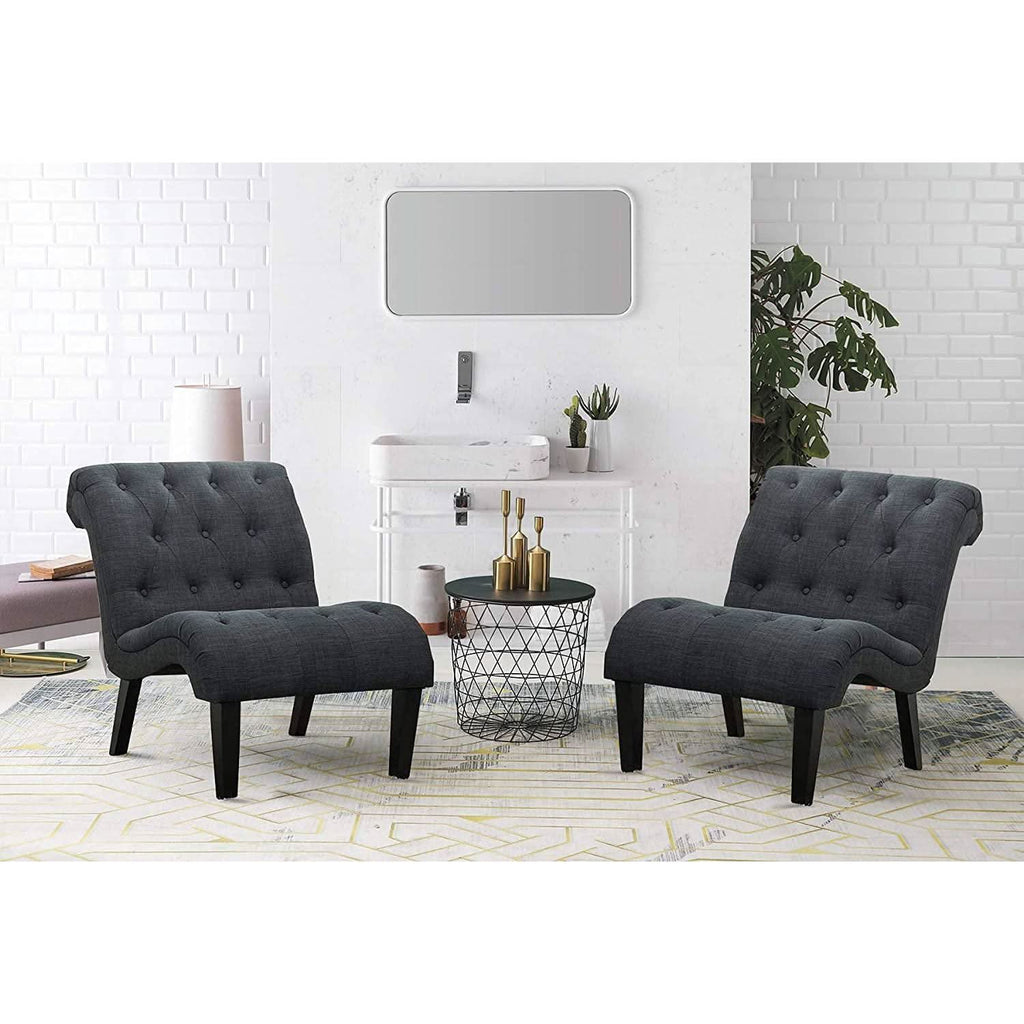 Button Tufted Slipper Chair For Compact Living Room Decor