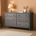 Solid Wood 6-Drawer Dresser With Brushed Grey Finish