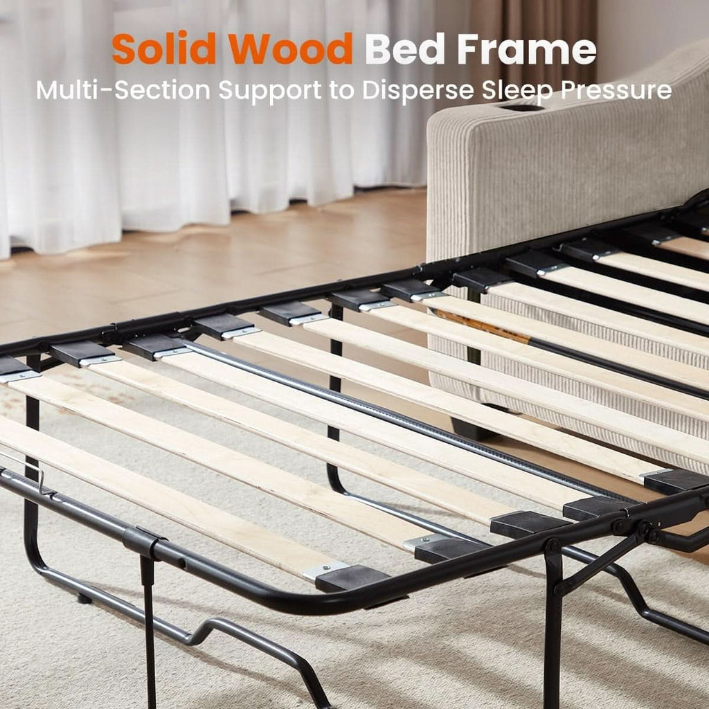 Full Size Corduroy Transformable Sofa Bed USBChargingPort