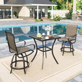Counter Height Outdoor Bar Set With 2 Swivel Chairs