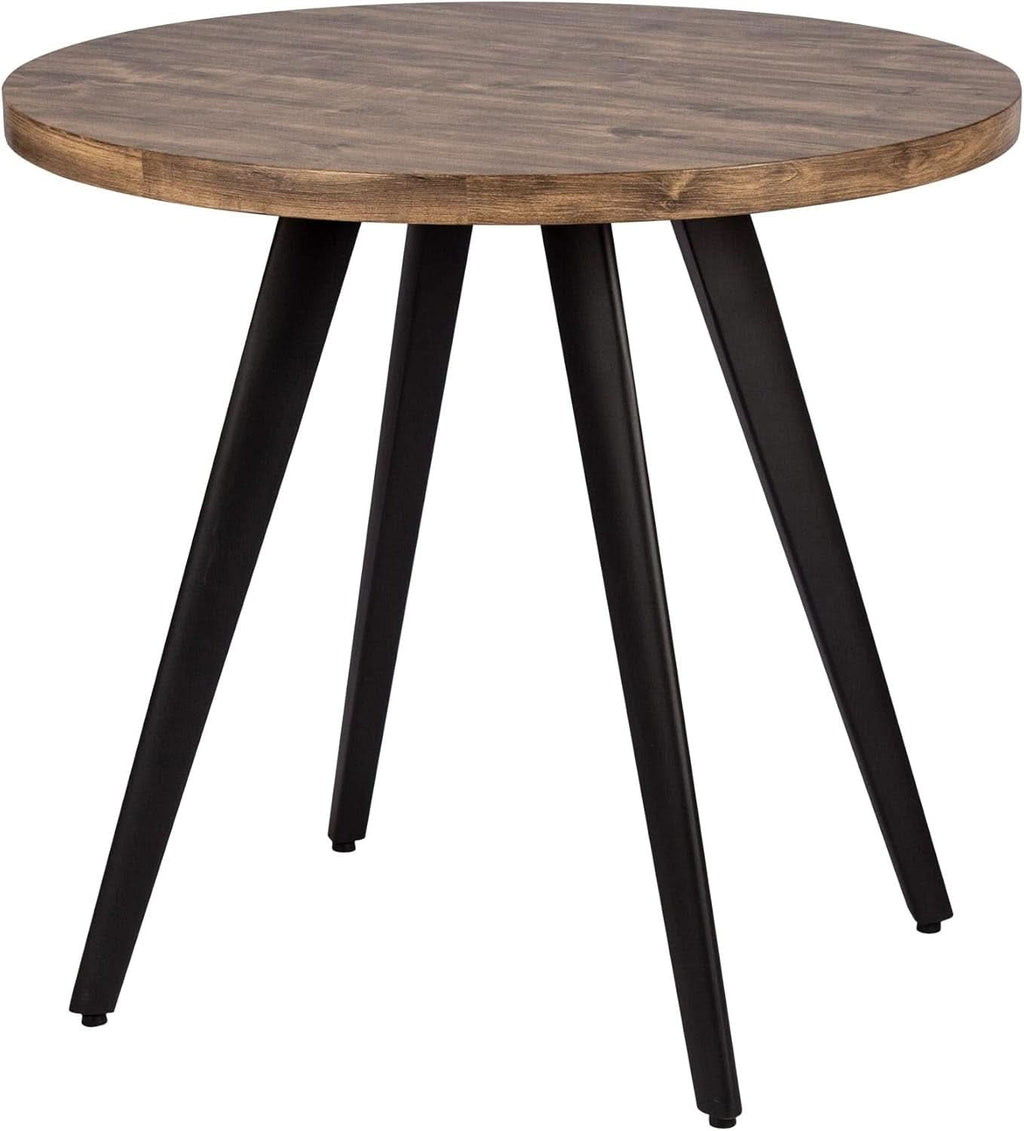 Contemporary Rustic Walnut Wood Dining Table 31.5in Round