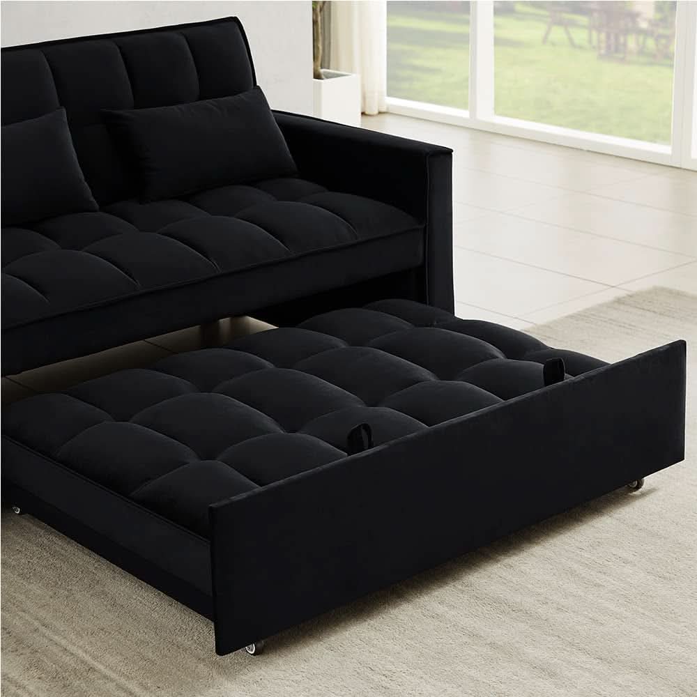 Velvet Sofa Bed With Adjustable Sleeper For Small Spaces
