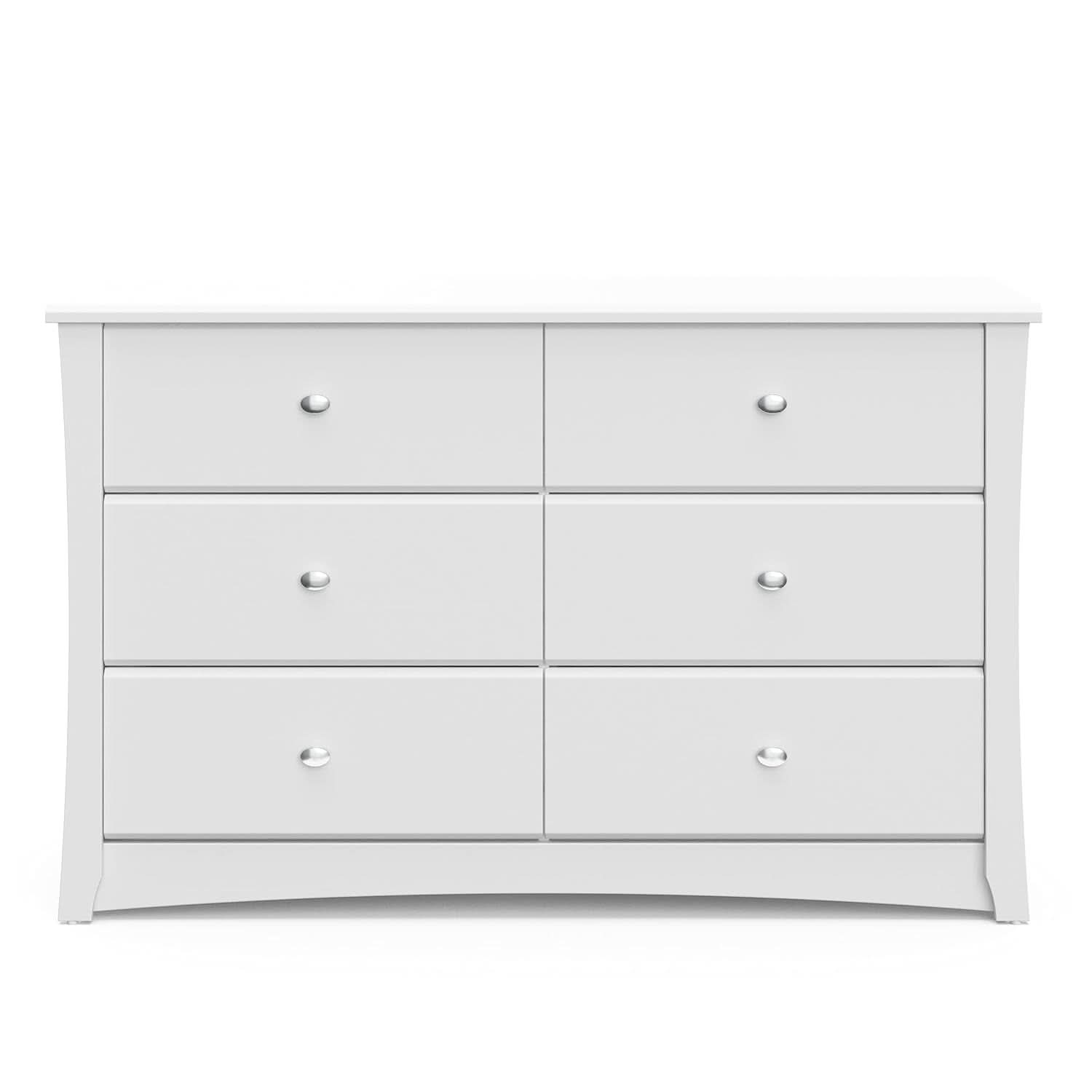White Six Drawer Dresser for Kids With Safety Restraint Kit