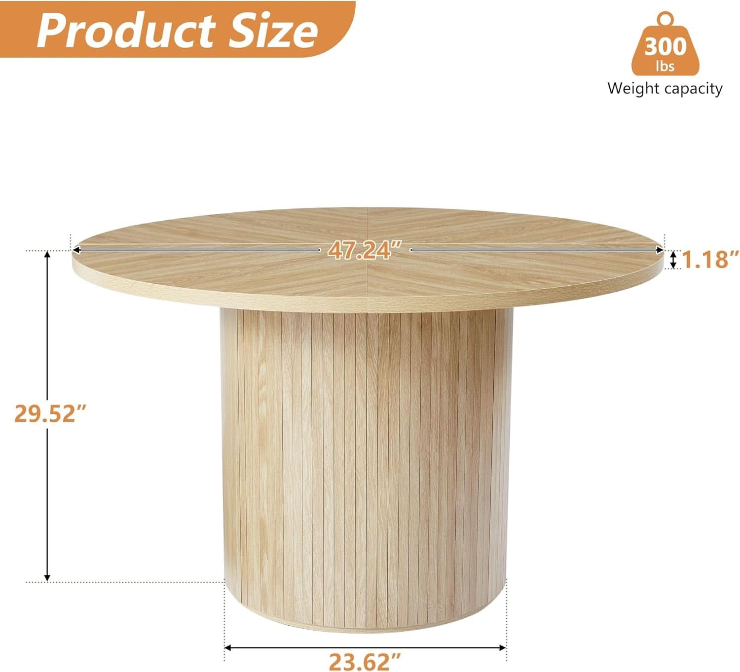 Round Dining Table For 4 47 Inch Modern Farmhouse Natural