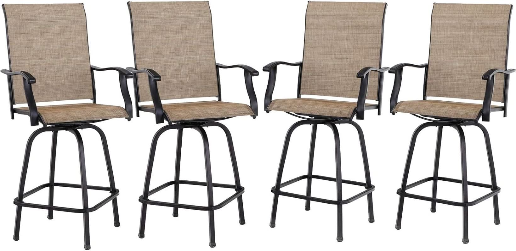 Swivel Outdoor Bar Stools Set of Four Durable Chairs