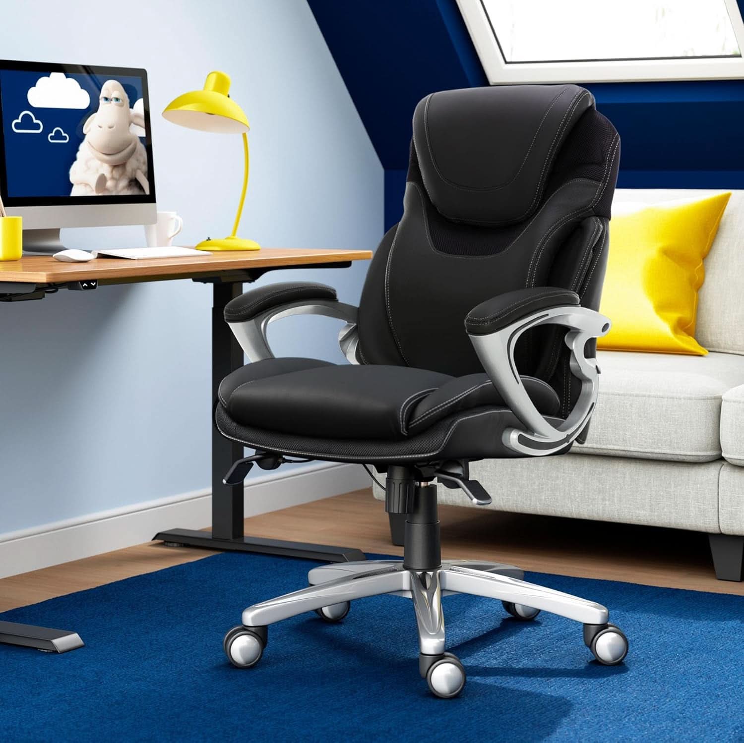 Black Executive Office Chair With Air Lumbar Technology