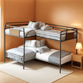 Quad Bunk Bed Twin Size Metal With Ladders Detachable Black