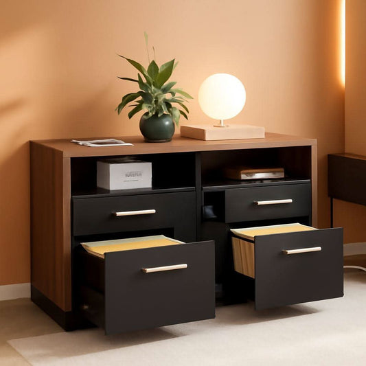 Black Walnut Professional Four Drawer File Cabinet