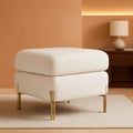 Oversized Off white Bouclé Fabric Ottoman With Metal Legs