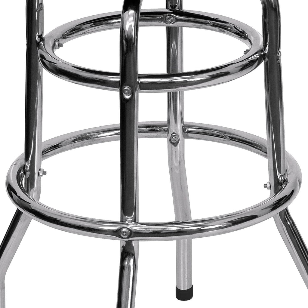 Bruno 2 Pack Bar Stool Chrome Double Ring Black Seat