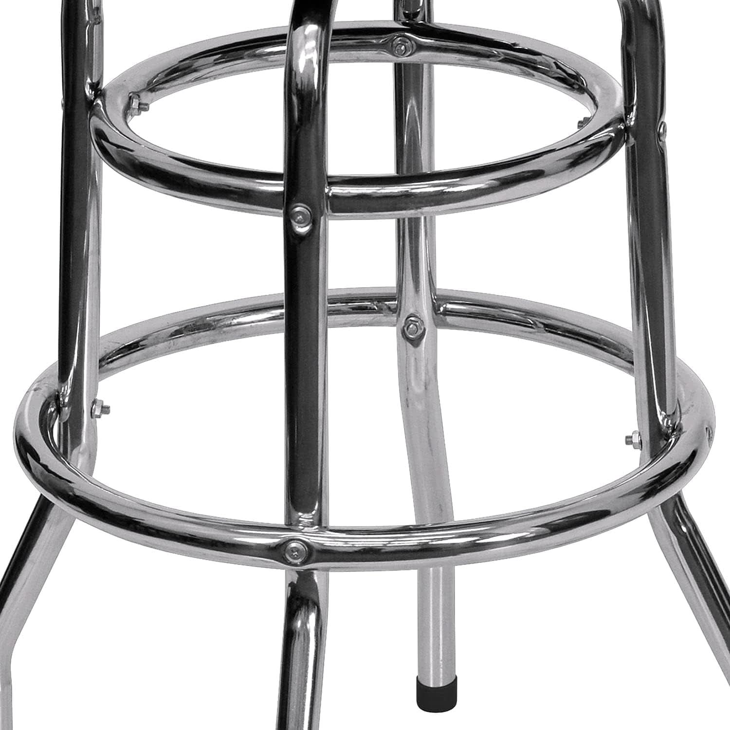 Bruno 2 Pack Bar Stool Chrome Double Ring Black Seat