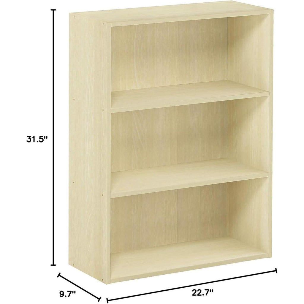 Pasir 3-Tier Open Shelf Bookcase Maple 22.7W X 9.7D X 31.5H