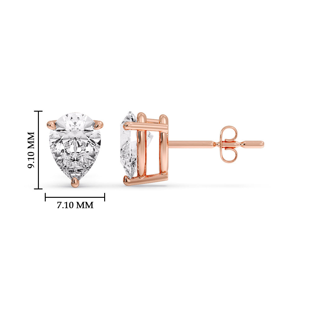 Diamond Pear Cut 3 Prong Earring