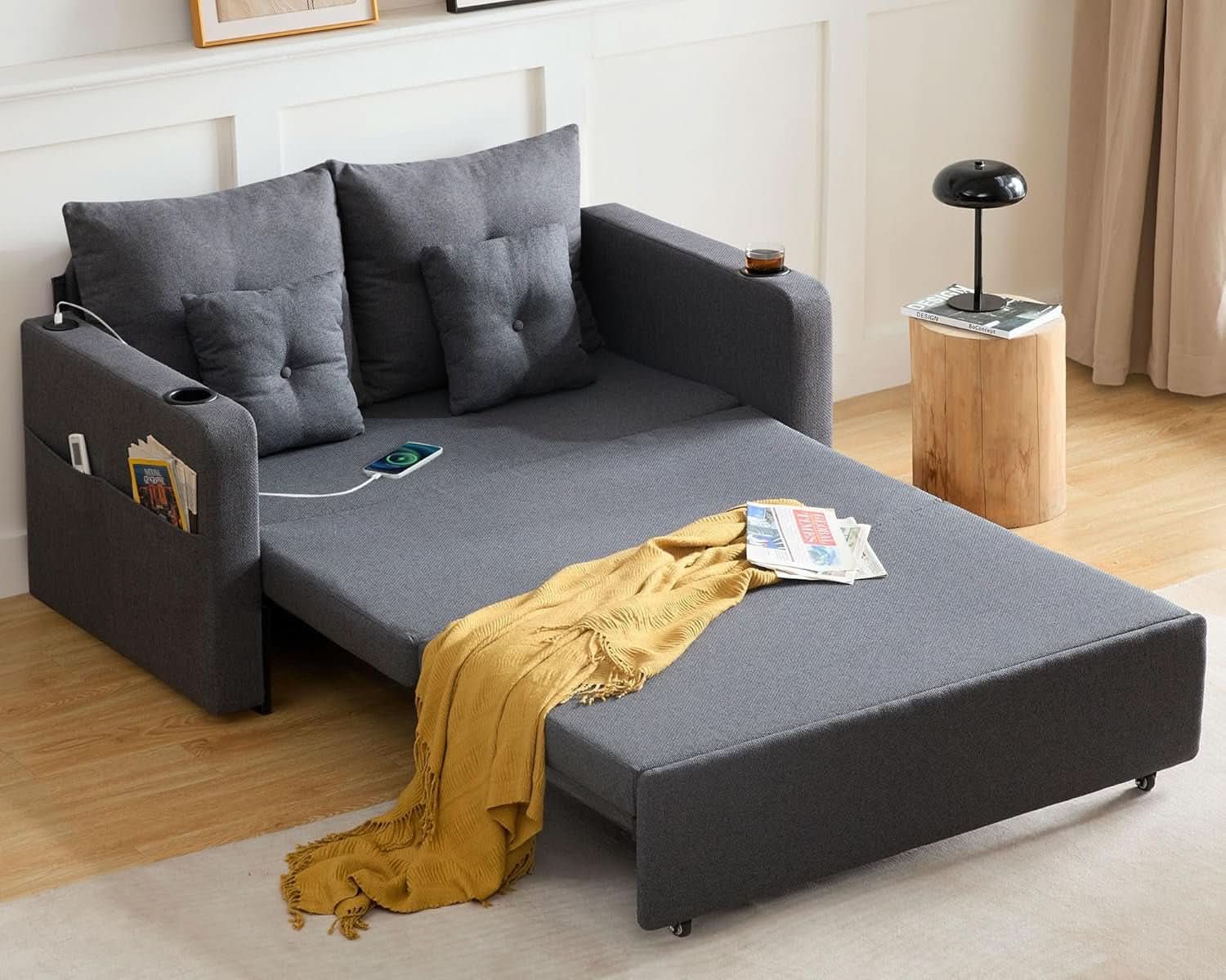 3 in 1 Convertible Sofa Bed with Storage and USB