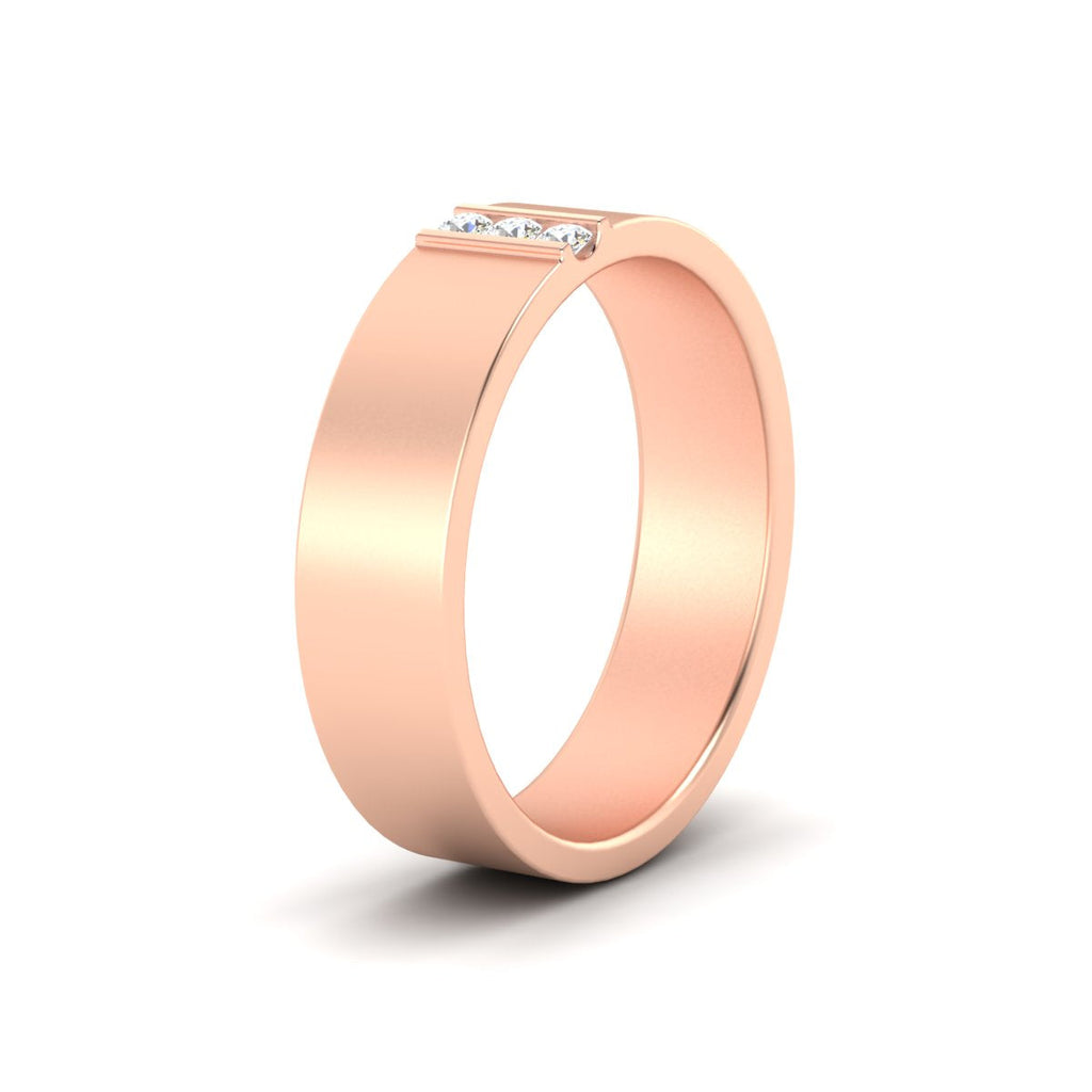 3 Stone Mens Flat Gemstone Band