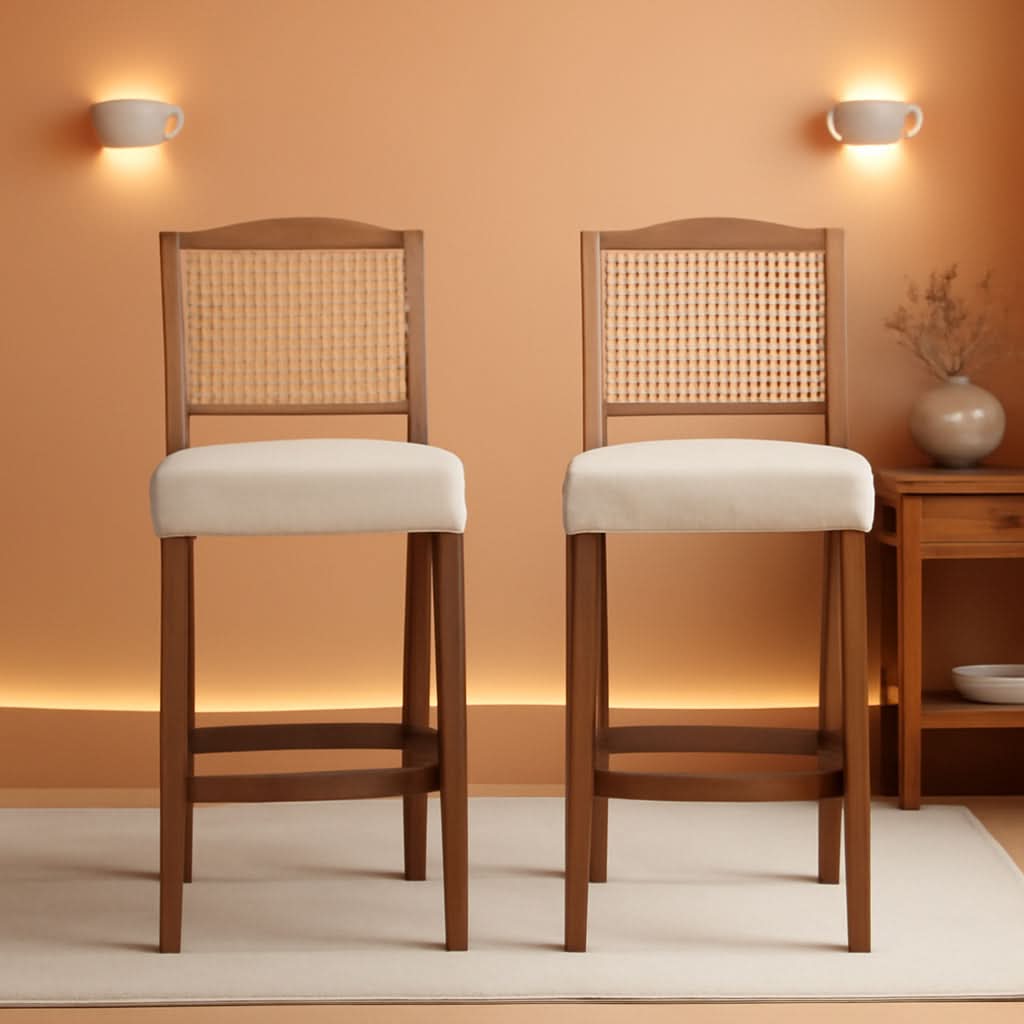 30 Inch Counter Height Stools Linen Beige Set Of 2
