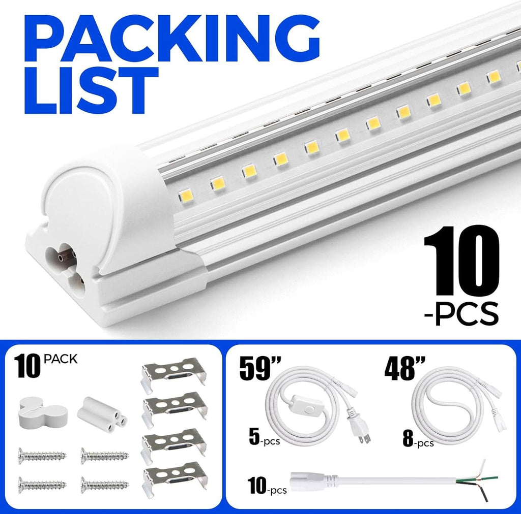 8ft LED Shop Light 10000 Lumens Daylight 5000K Linkable